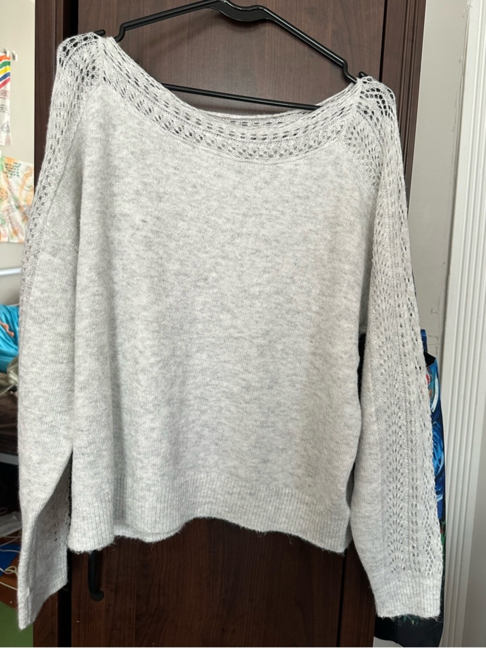 American Eagle Wide Neck Grey Sweater